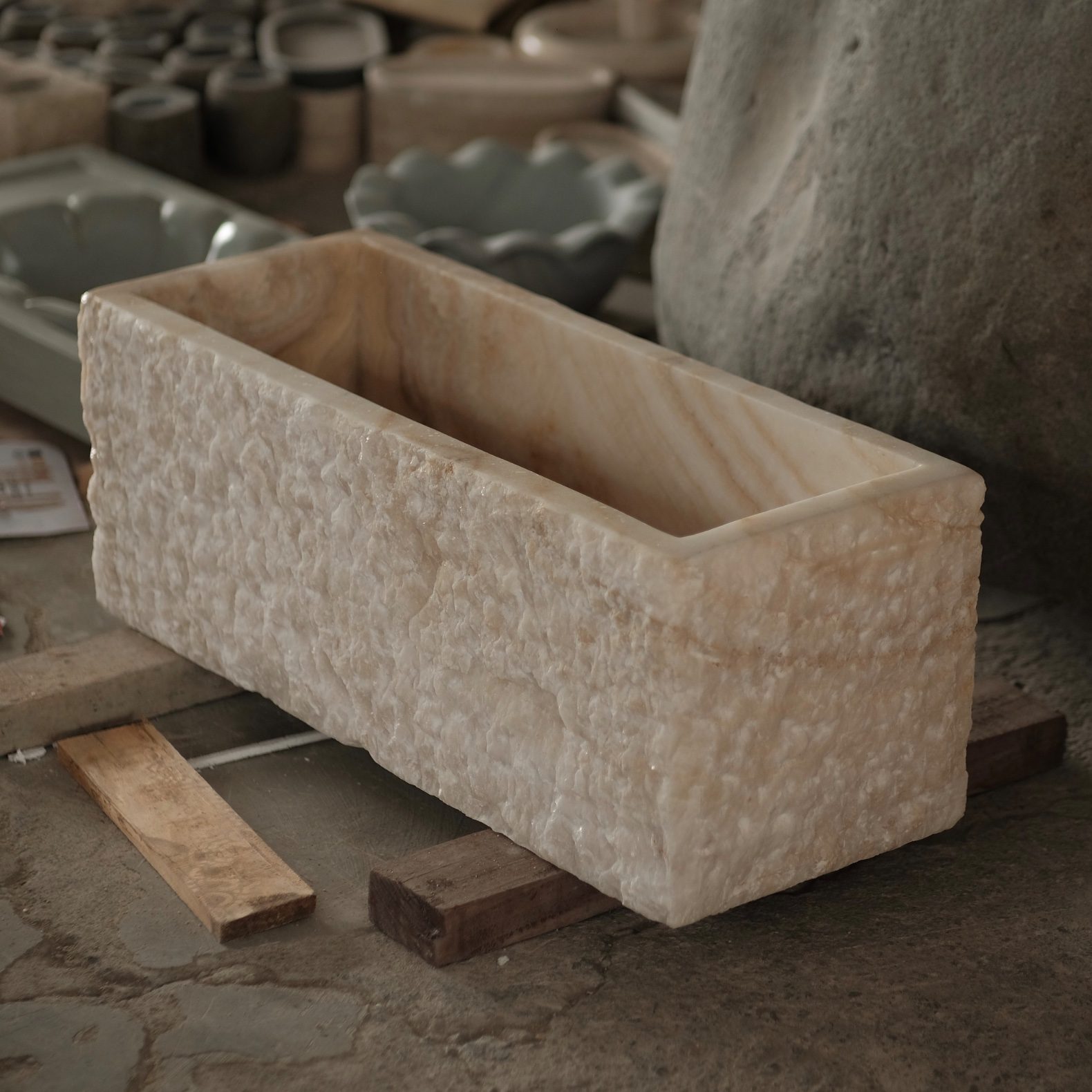 Solid Onyx Carved Trough